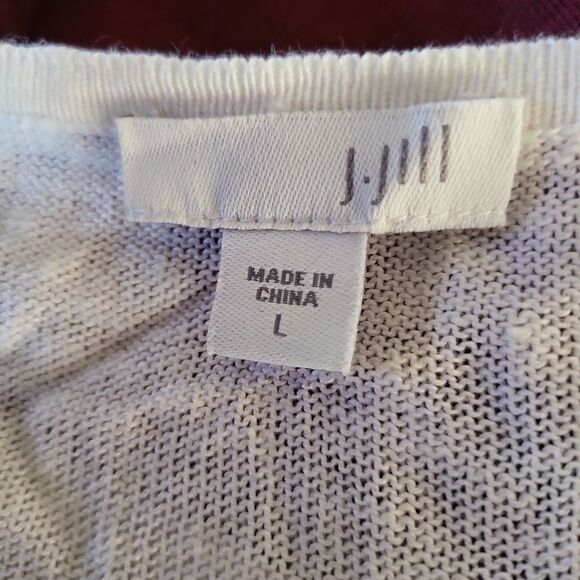 J. Jill linen cotton blend white pearl button cardigan sweater - Picture 6 of 7